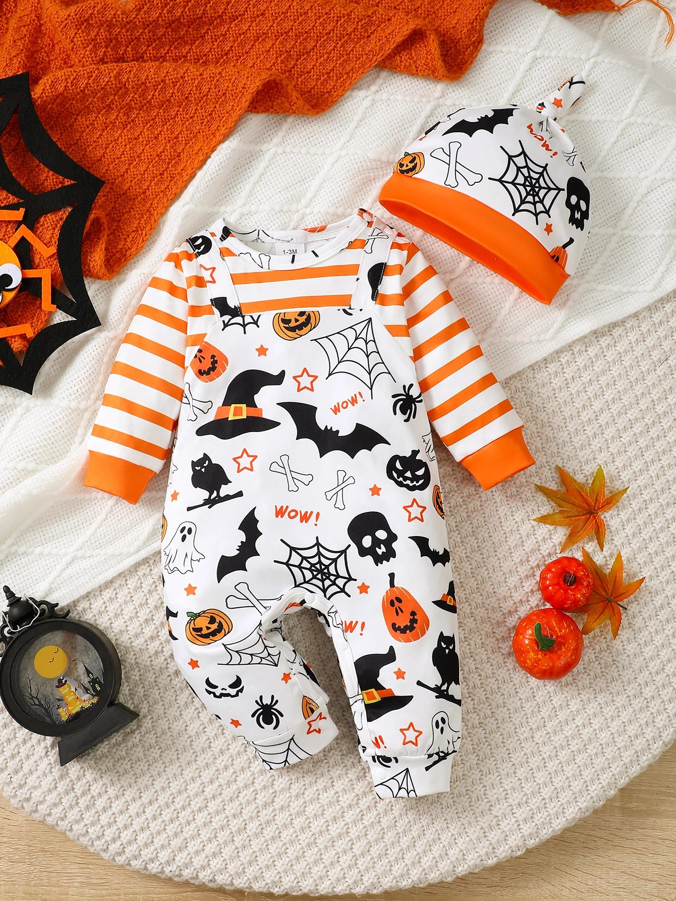 Winter  0-1  Years  Old   Infant  Baby  Boys  Halloween  Elements   Long   Sleeved   Jumpsuit